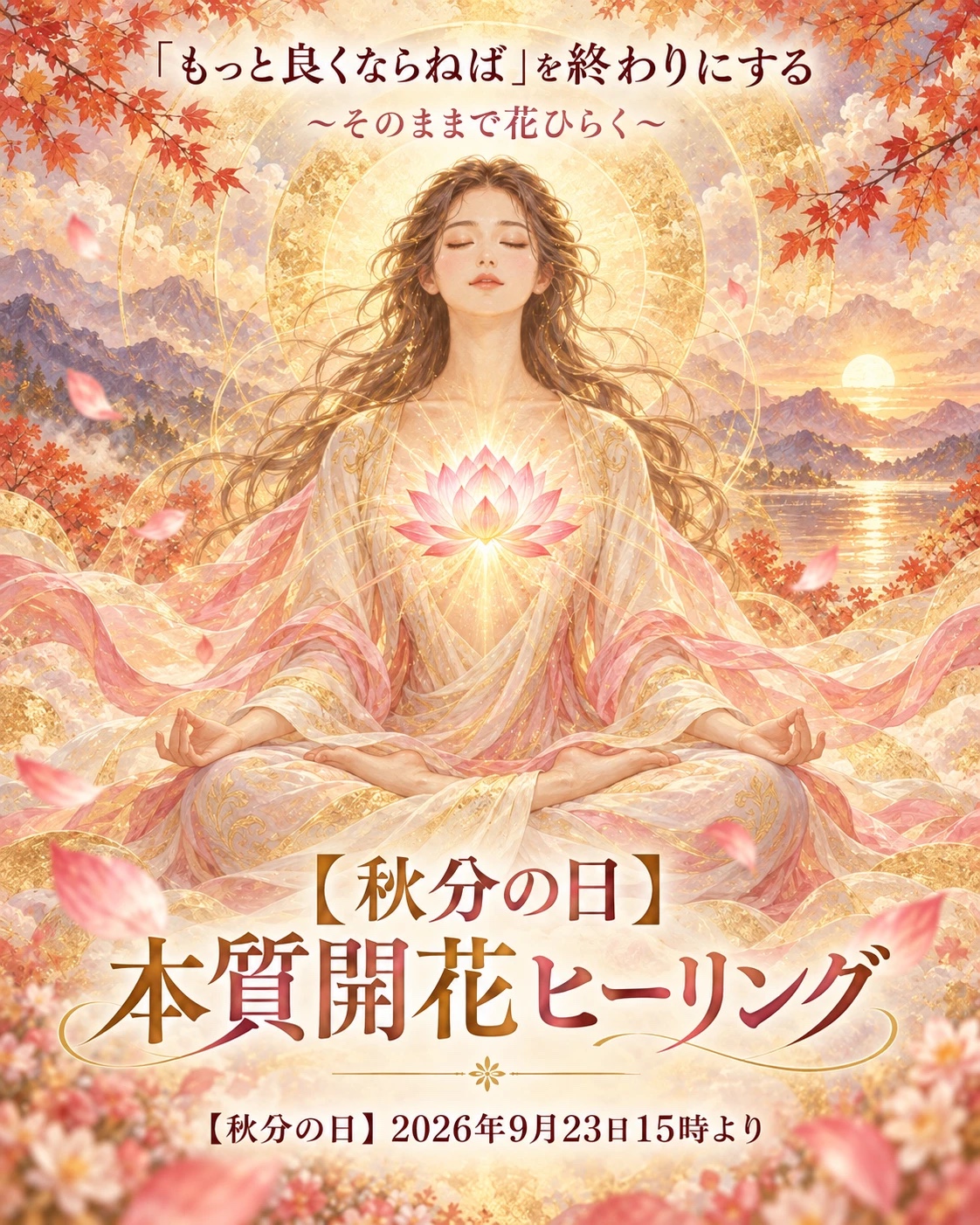 「もっと良くならねば」を終わりにする 〜そのままで花ひらく〜 【秋分の日】本質開花ヒーリング 2026年9月23日15時より